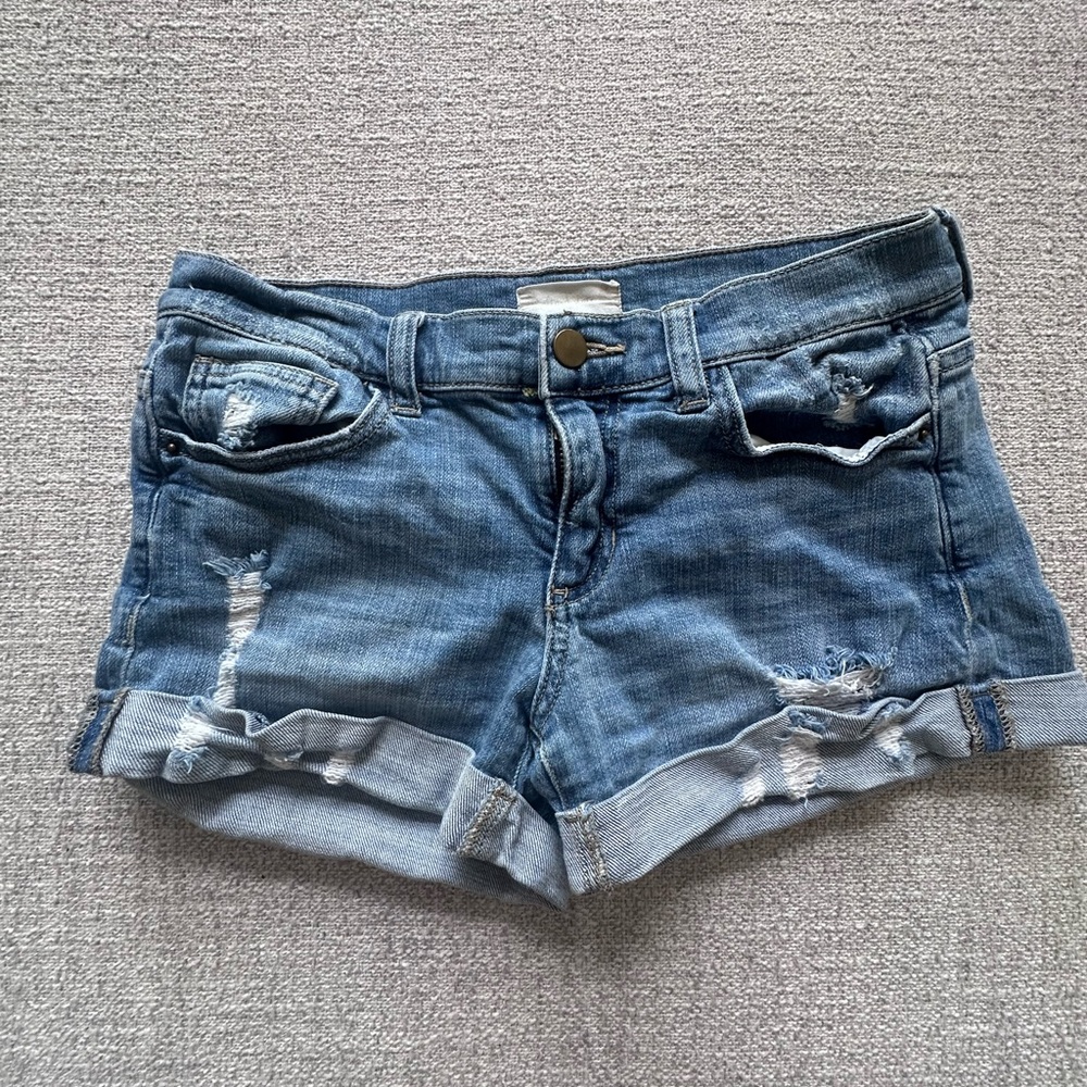 Altar'd State Blue Jean Shorts with Distressed Cuffs